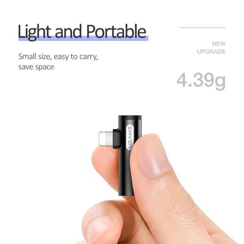 USAMS Lighting to 3 5 мм аудио адаптер для наушников двойной зарядки USB кабель iPhone 8 x |