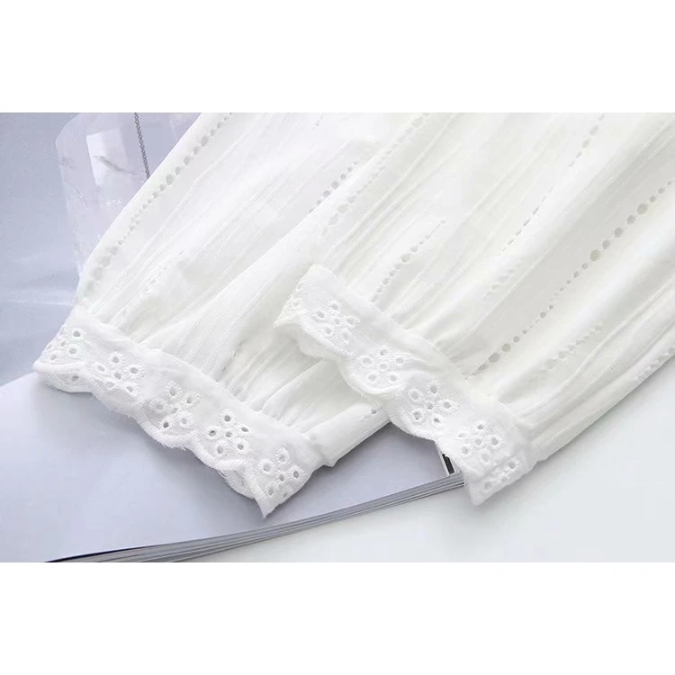 

Plus Size Women Shirts White OL Work Wear Tops Embroidery t shirt