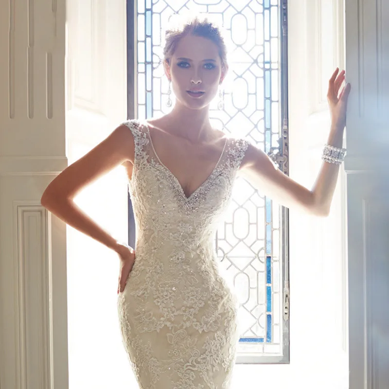 Женское свадебное платье с открытой спиной и цветочным бисером сексуальное