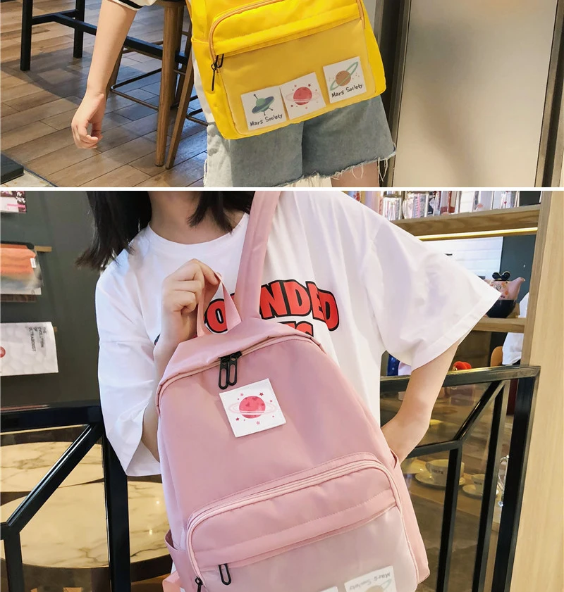 DCIMOR Waterproof nylon Women Backpack Female Transparent Front-pocket Travel Backpack Detachable student schoolbag book Mochila