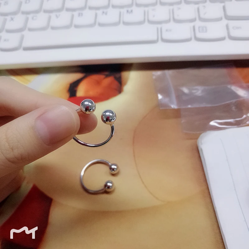 SHANICE 925 пробы Серебряный двойной шар бусины открытые Регулируемые кольца модное кольцо на палец панк серебряные ювелирные изделия открытие палец кольцо