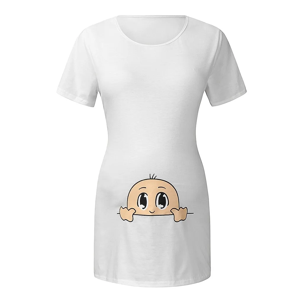Женская Футболка для беременных с коротким рукавом и милым принтом топы