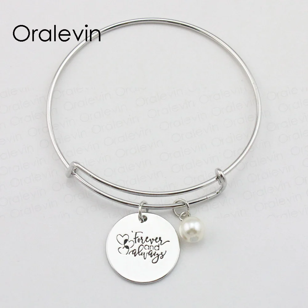 

Горячая продажа навсегда и всегда вдохновляющий гравированный Шарм пользовательский кулон Расширяемый Браслет ювелирные изделия, 10 шт./ло...