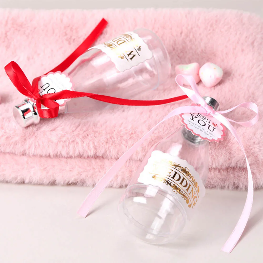 12 шт./лот прозрачные пластиковые коробки для конфет благосклонности венчания