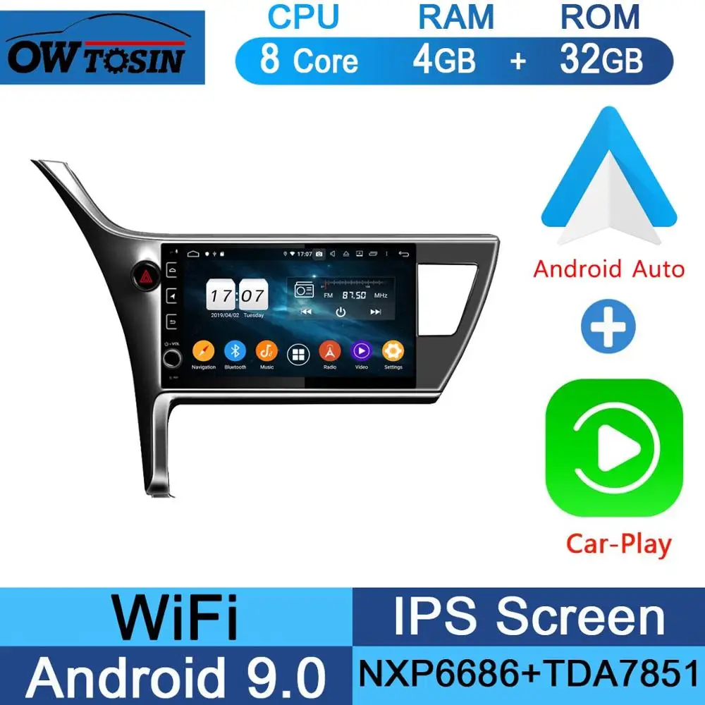 10," ips 8 Core 4G+ 64G Android 9,0 автомобильный DVD плеер gps мультимедийное радио для Защитные чехлы для сидений, сшитые специально для Toyota Corolla LHD CarPlay попугай - Цвет: 32G CarPlay Android