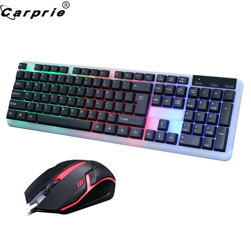 Цветная Проводная игровая клавиатура и мышь CAPRPIE T11 с подсветкой USB 81219 |