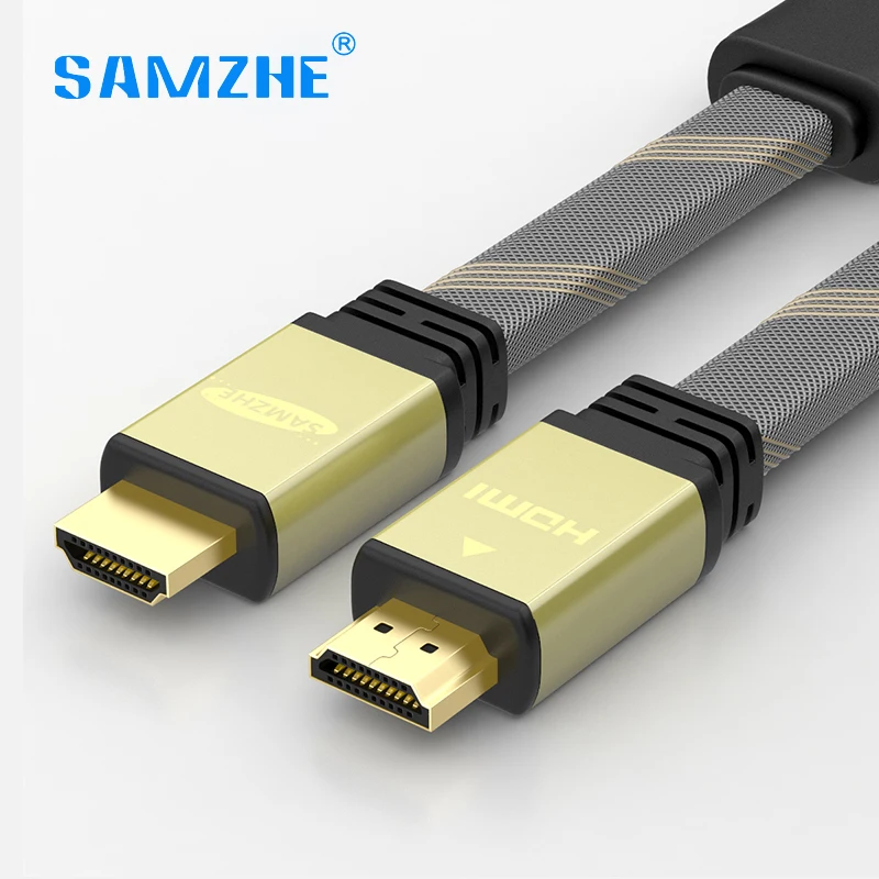 SAMZHE плоский кабель HDMI к Плетеный цинковый сплав видео 4 К 3D 2 м 3 5 для PS4 проектор HD