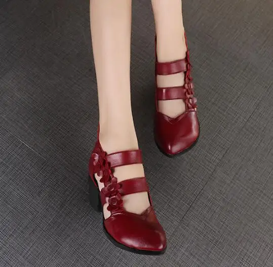 Туфли-лодочки женские из натуральной кожи дышащие удобные на каблуке модная