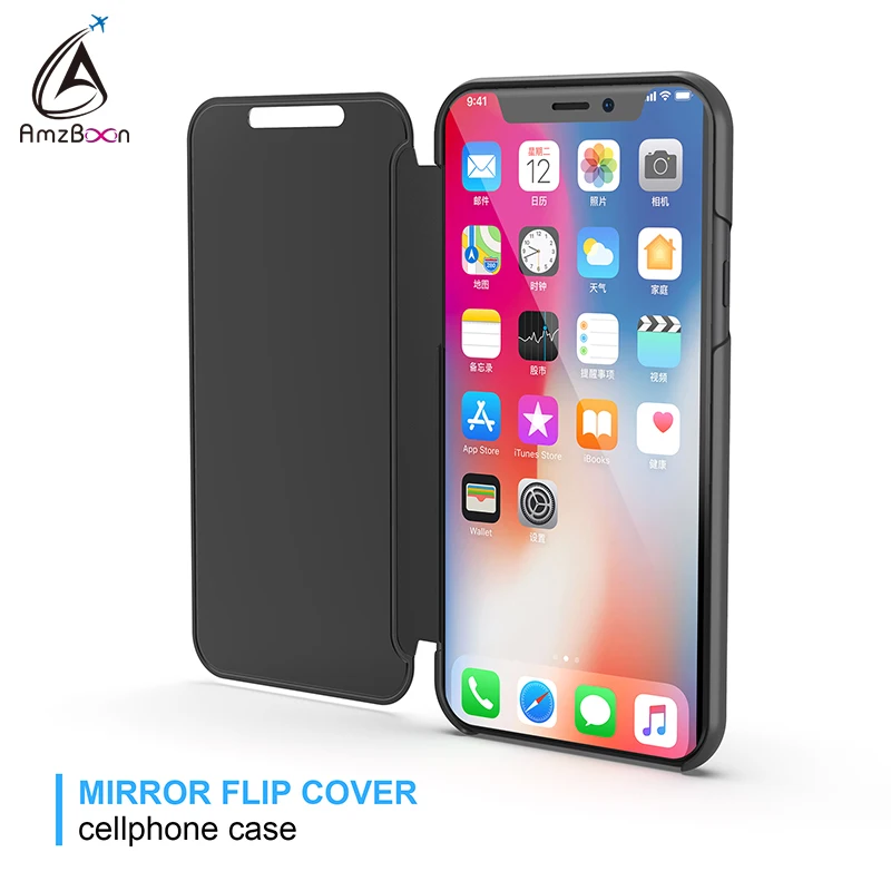 Amzboon Luxury Clear View Mirror Flip Case For iPhone XR Smart Stand Leather Cover XS Max iPhoneXS | Мобильные телефоны и