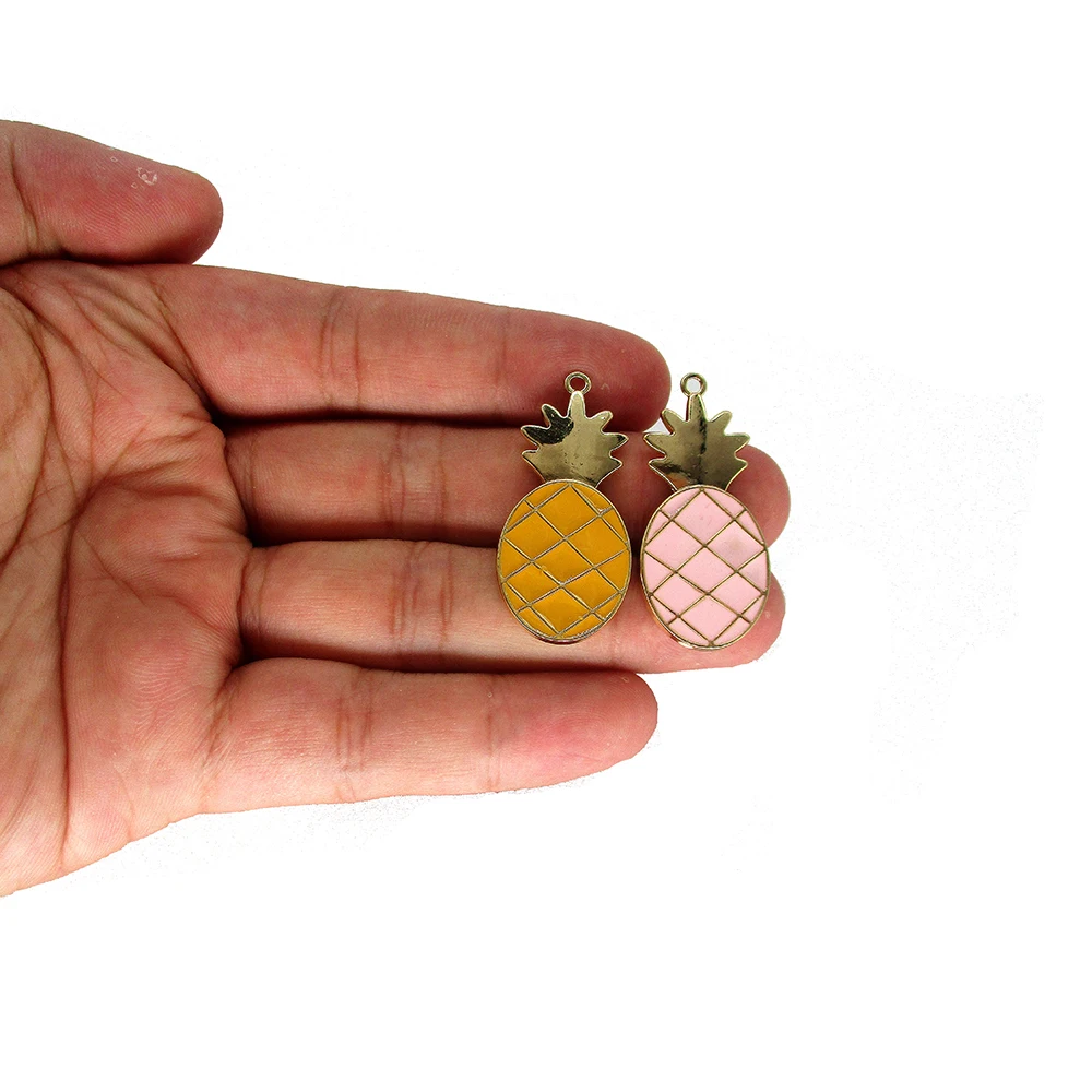 10 шт. эмалированная ананас амулеты из сплава Золото Тон ожерелье с подвеской для