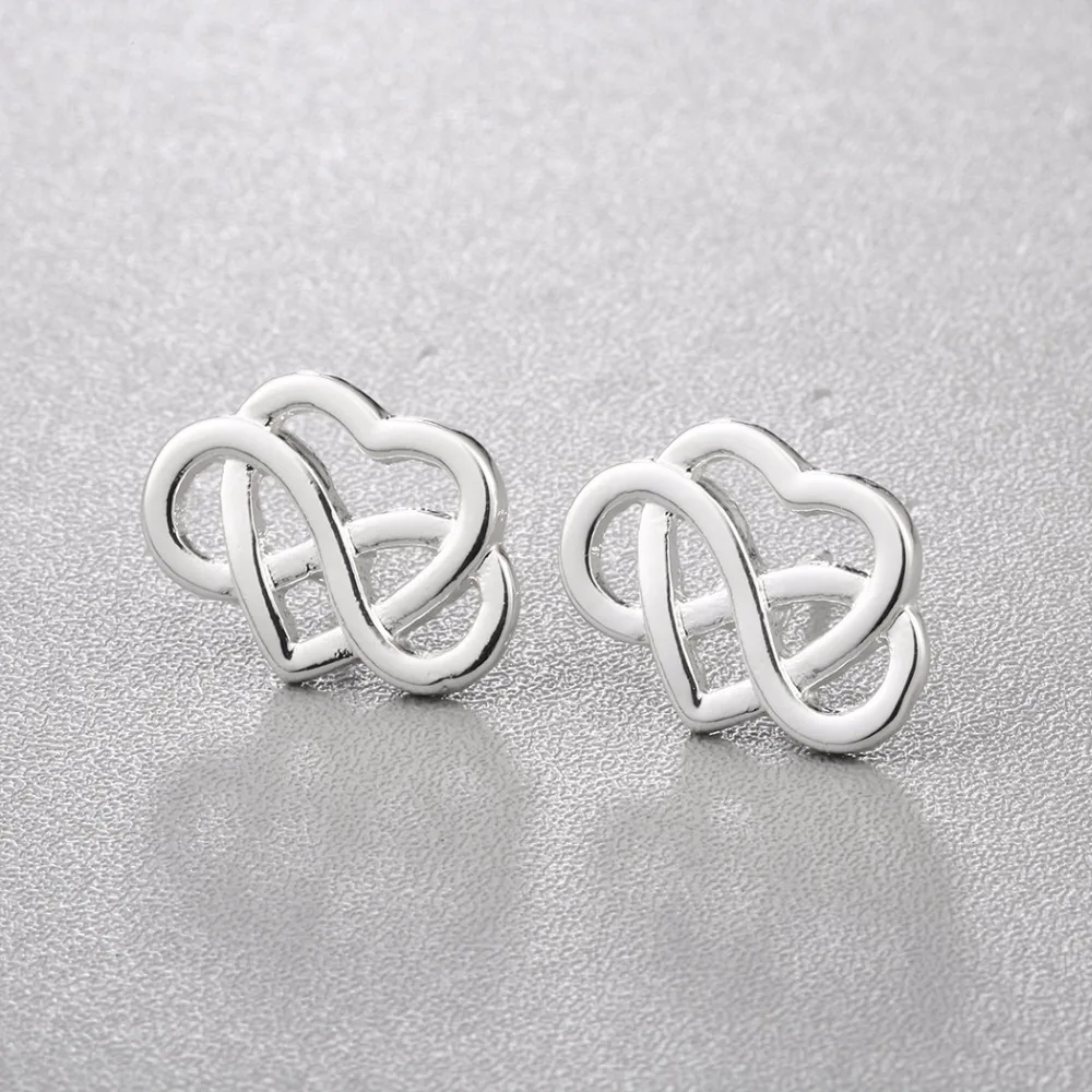 Модные серьги гвоздики Kinitial в форме сердца знака бесконечности Восемь символов