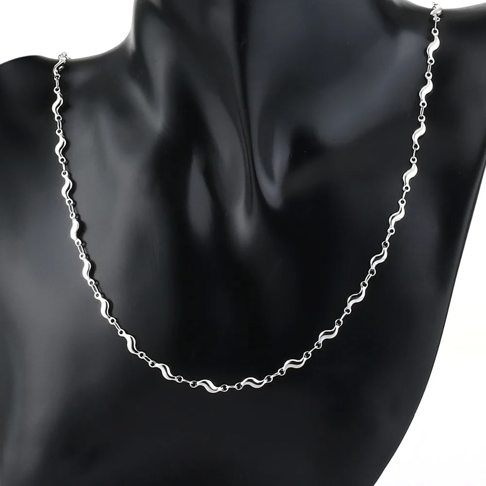 Female Chain Necklace Stylish Stainless Steel Gold Silver Color Wave Statement Initial Jewelry for Women Girl Gift CN50 | Украшения и
