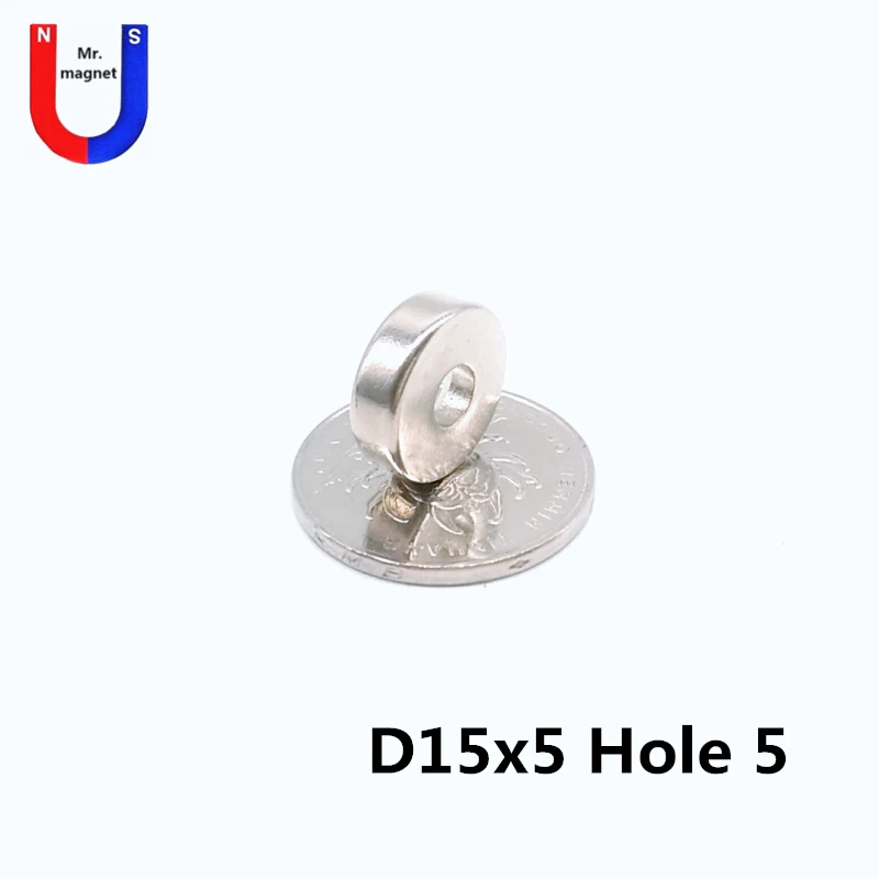 

500pcs D15x5-5 magnet countersunk hole 5 super strong neodymium magnet 15x5-5 permanent rare earth 15*5-5 round NdFeB powerful