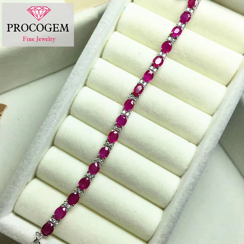Натуральные Необычные рубиновые браслеты для женщин 0.6ctx16pcs оригинальные драгоценные Камни цепи теннисные браслеты для вечерние юбилей S925 серебро#314