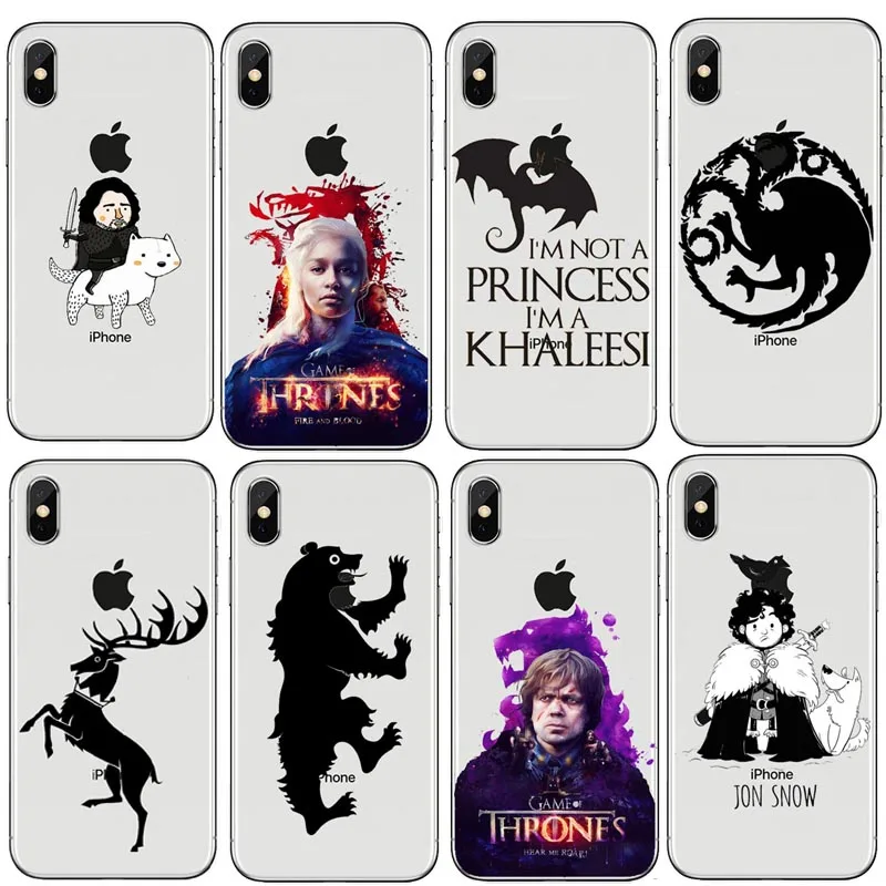Игра престолов Daenerys Dragon Jon Snow Прозрачный жесткий чехол для телефона iphone XS MAX 10 8 Plus 7