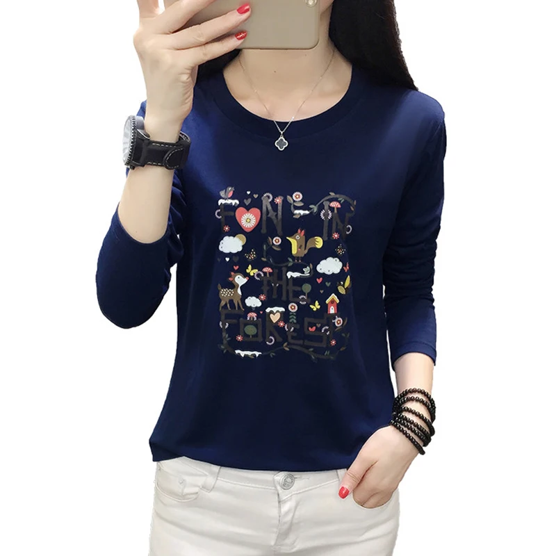Poleras Mujer 2021 Harajuku футболка женская с длинным рукавом Осень Зима размера плюс Femme