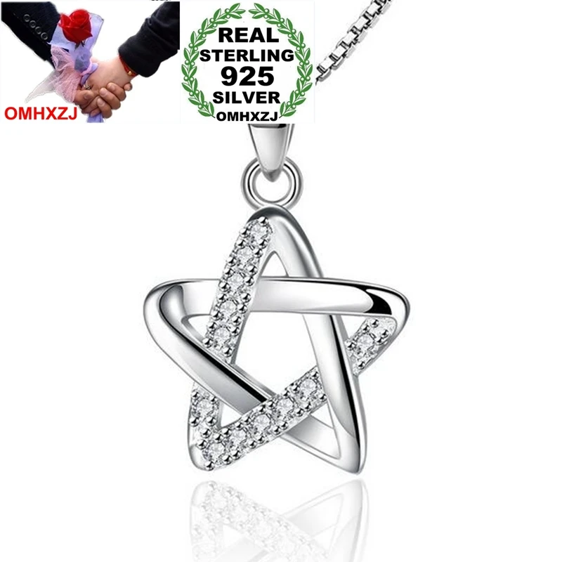 

OMHXZJ Wholesale Fashion Hollow Pentagram Woman Girl Gift Zircon 925 Sterling Silver Pendant Charms PE101 ( NO Chain Necklace )