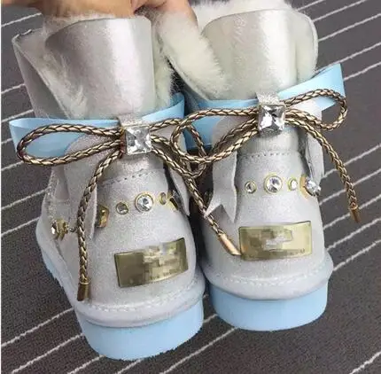 Кристаллы женщины снегоступы кашемир теплую обувь чтобы помочь низким боути