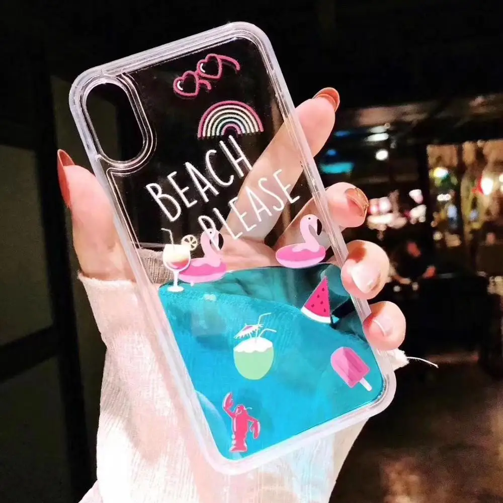 Чехол для телефона с плавательным Фламинго Quicksand IphoneXSMAX XS XR Hawaii Style задняя крышка