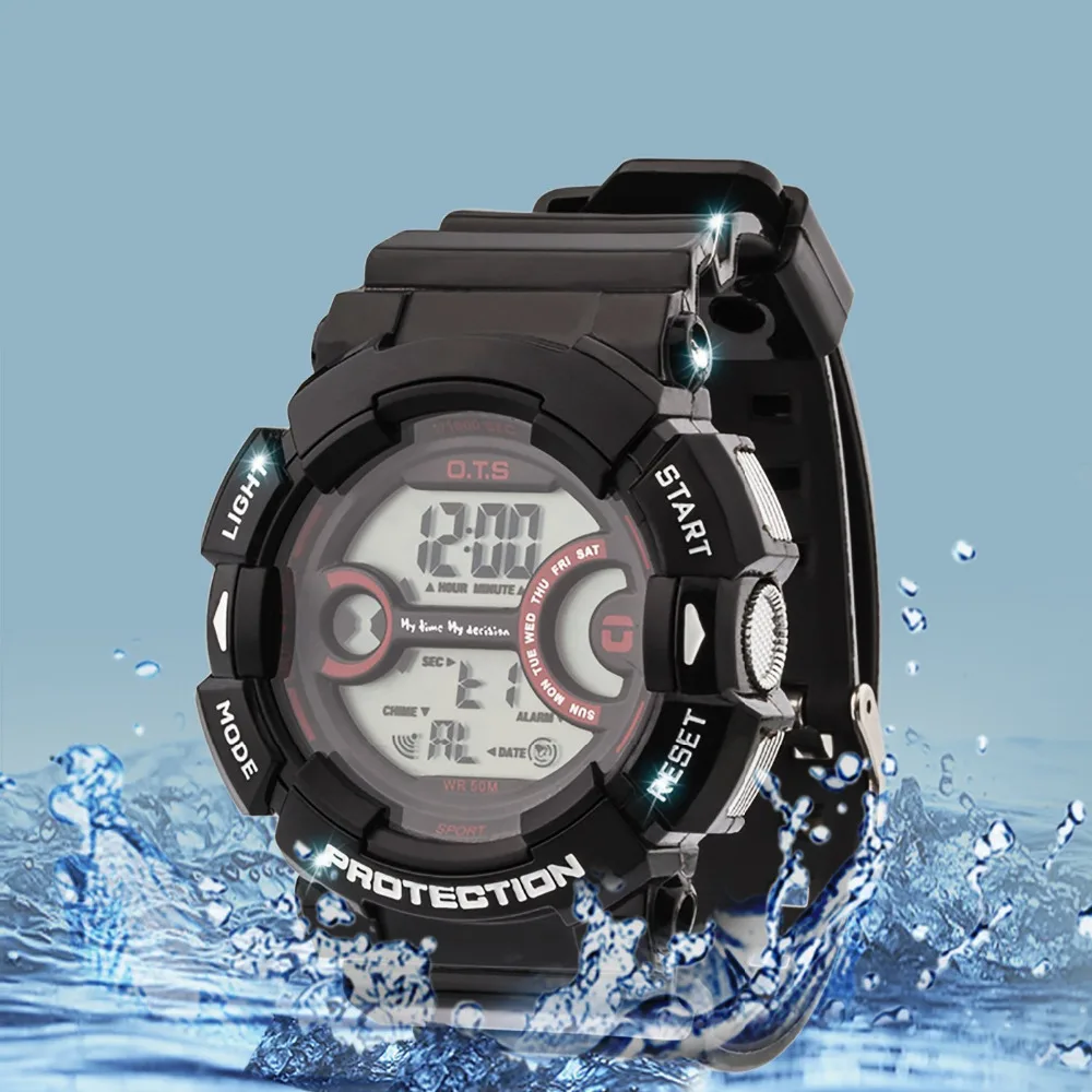 Новые модные мужские часы водонепроницаемые уличные спортивные яркие черные