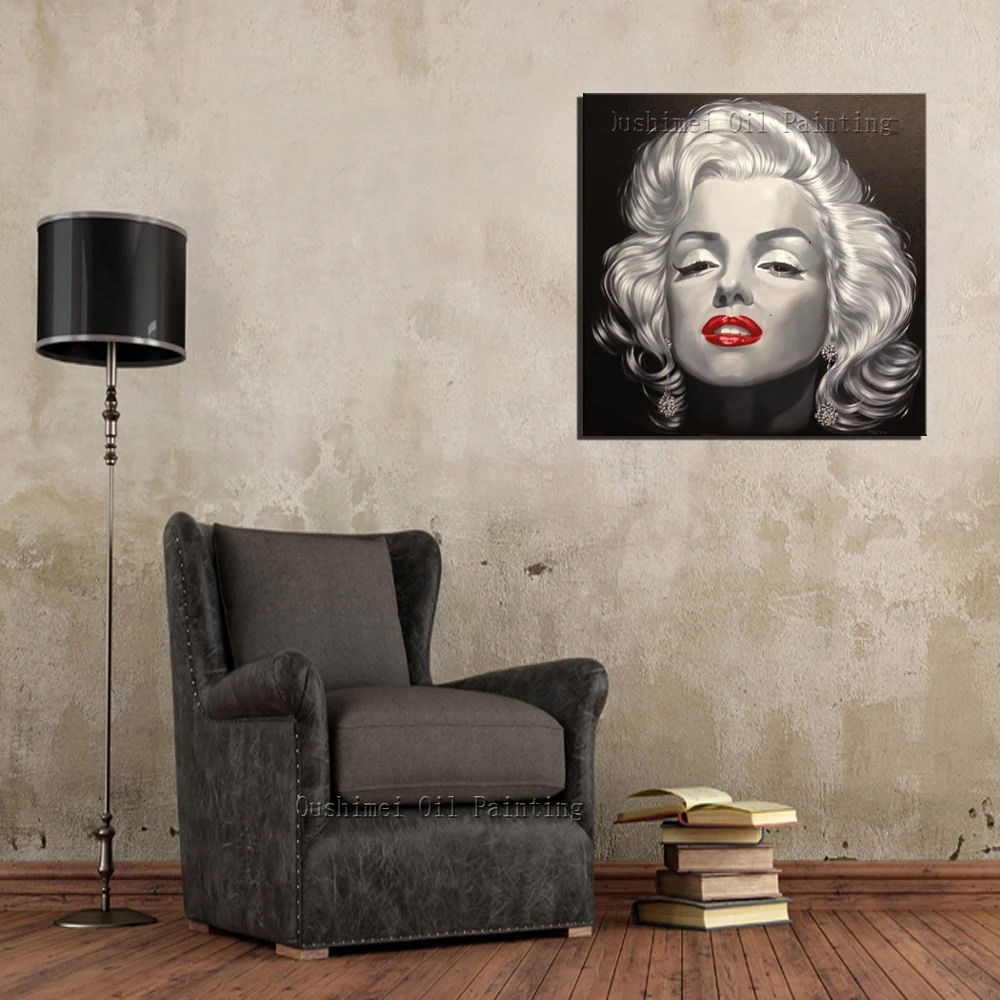 Навыки художника Чистая Ручная роспись Современная черно белая Мэрилин Монро с