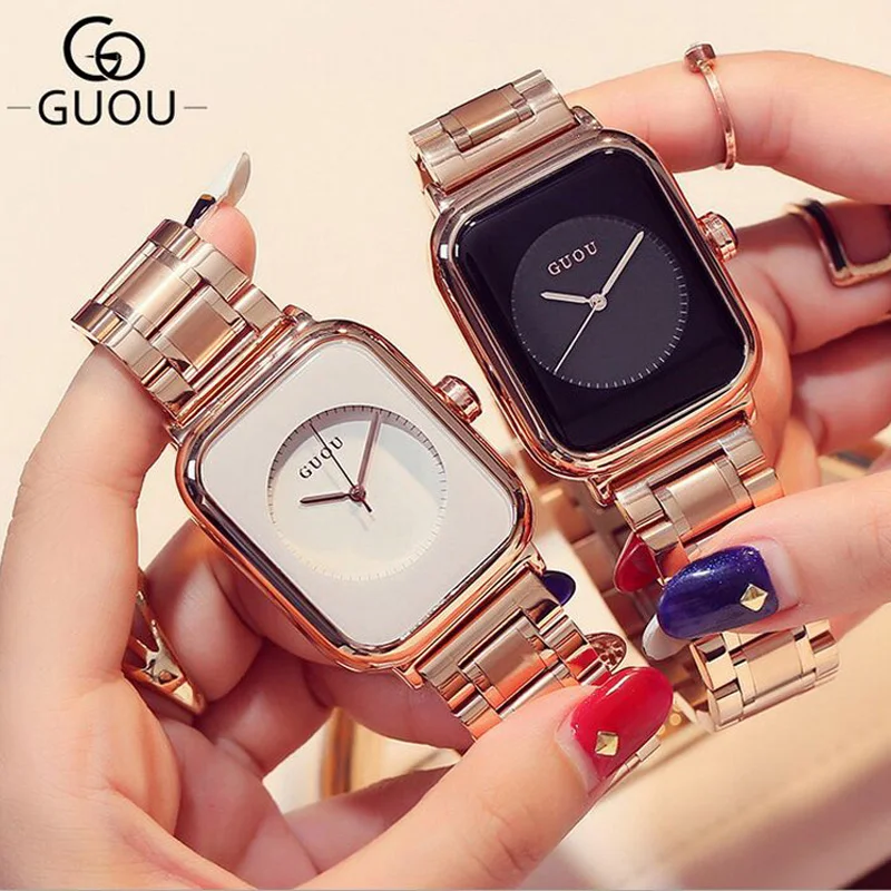 GUOU Relogio Feminino роскошные часы женские часы модные женские часы из розового золота Женские часы saat reloj mujer