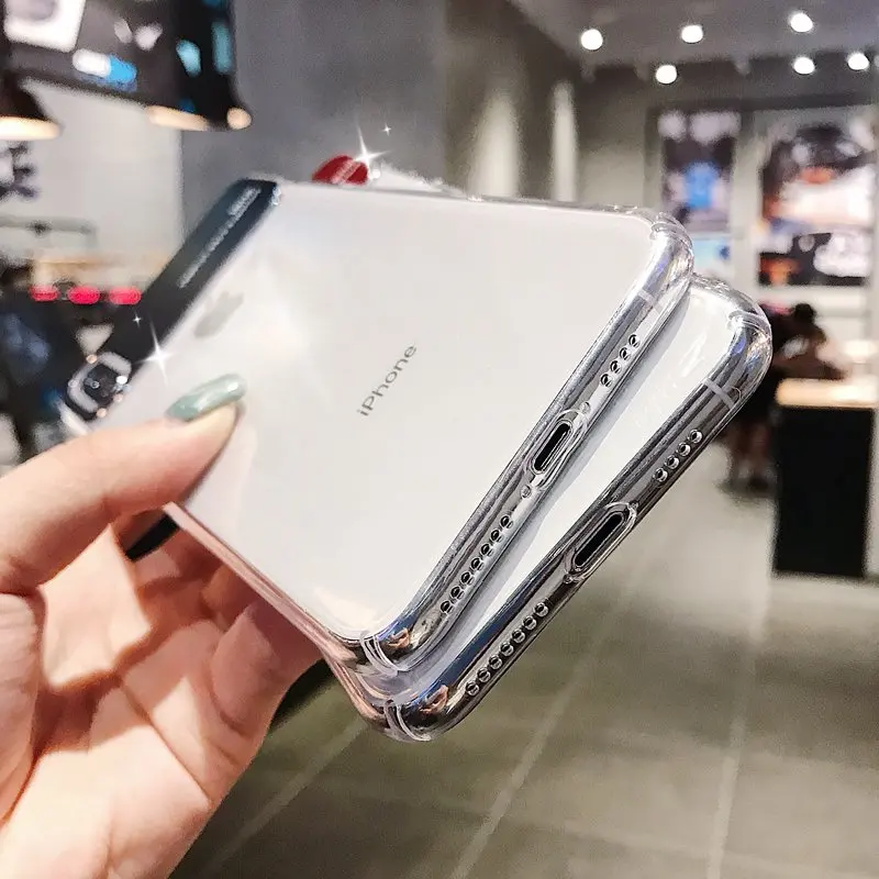 Роскошные прозрачные чехлы с покрытием для iPhone X XR XS MAX Блестящий глянцевый