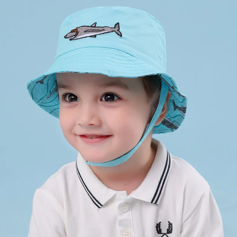 Reversible Outdoor Baby Summer Hat Boys UPF 50+ Wide Brim Toddler Beach Bucket Star Shark Sea | Детская одежда и обувь