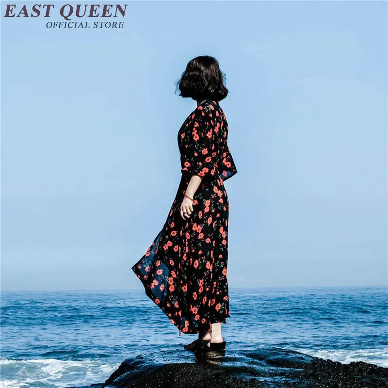 Женские кимоно с цветочным принтом летнее пляжное японское платье для женщин