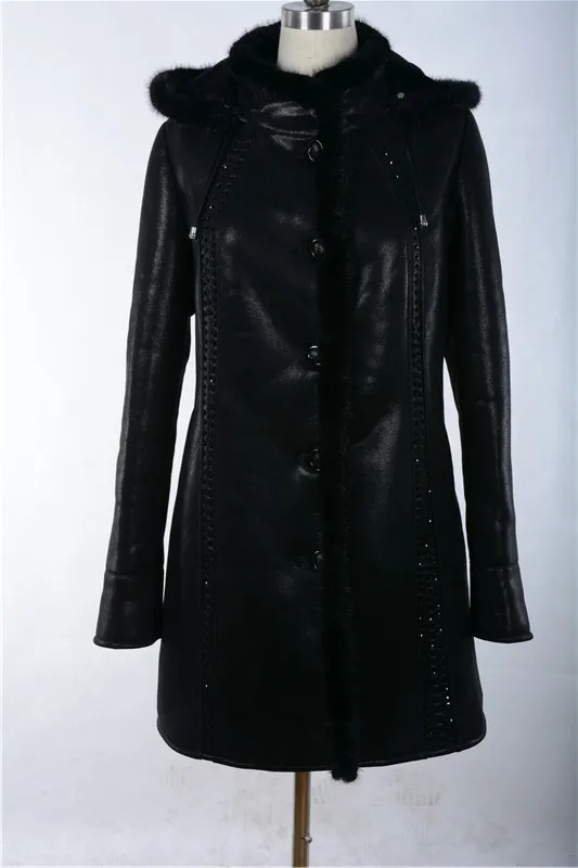 Зима 100% из натуральной кожи меха норки Большие размеры Длинные колесная база