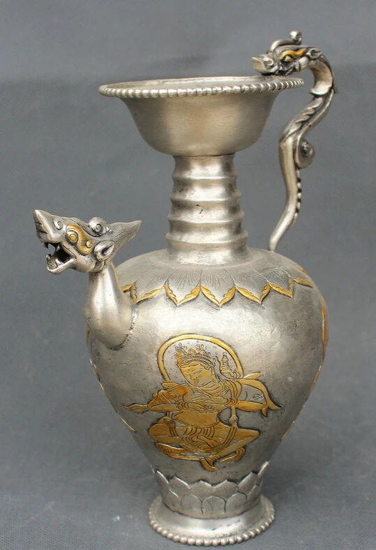 USPS в США S2010 8 дюймов Китайская народная Серебряная позолоченная ручка дракона