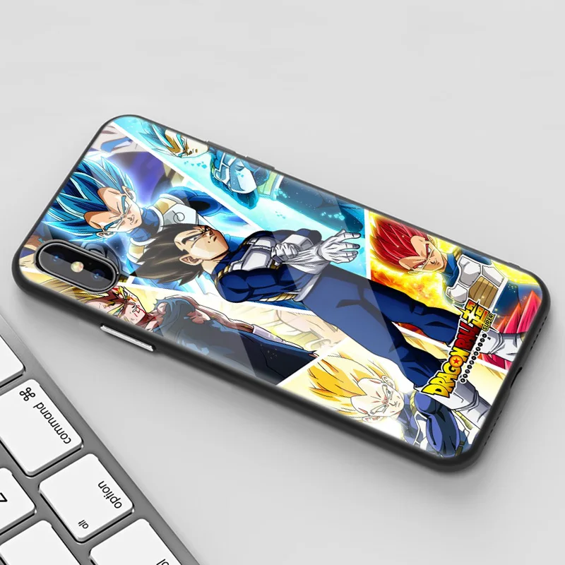 Чехол из закаленного стекла для iPhone 7, чехол для телефона iPhone 8, 6, 6 S, 11, 11 Pro, X, XR, XS MAX Plus, Dragon Ball, Vegeta, манга, мультяшный чехол