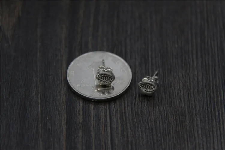 Handmade Silver S925 Sterling Girls Earrings Vintage Ethnic Style Small Fish Flower Shape Stud | Украшения и аксессуары