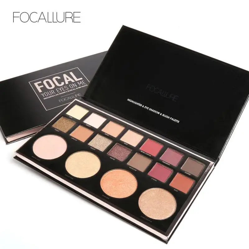 FOCALLURE 18 Colors Eyeshadow Palette Matte Diamond Glitter Matallic Eye Shadow Pigment Earth Color Smokey Makeup B3 |