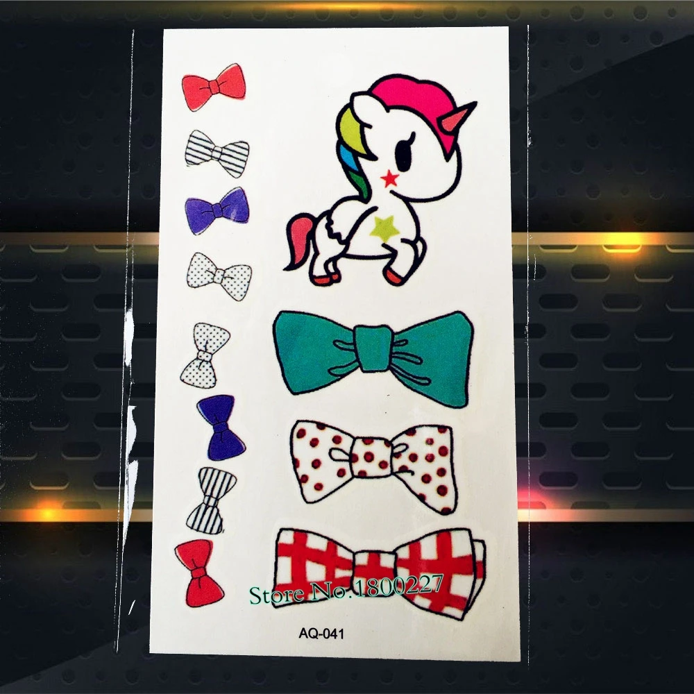 1 шт. 3D Милый Бант временные татуировки наклейки женский синий галстук бабочка