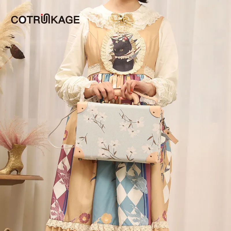 COTRUNKAGE Mini 12 &quotЖенская Натуральная кожа сверхмощная Цветочная переноска на руку