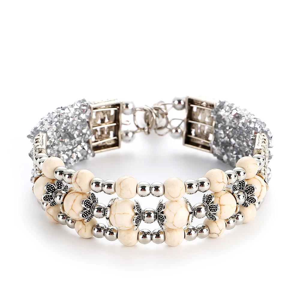 Женские браслеты с бусинами из кристаллов Jaasa 3 слоя ручная работа ювелирное