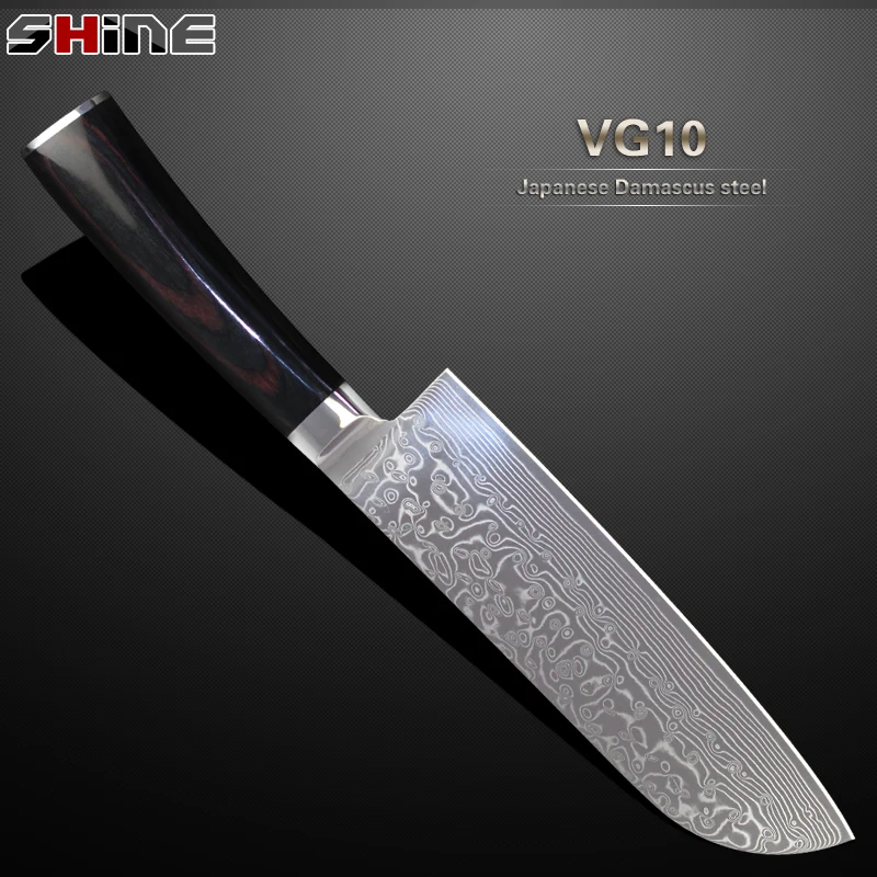 Xyj абсолютно нож 7 дюймов Дамаск santoku японский VG10 Дамасская сталь кухонный 67 слоев