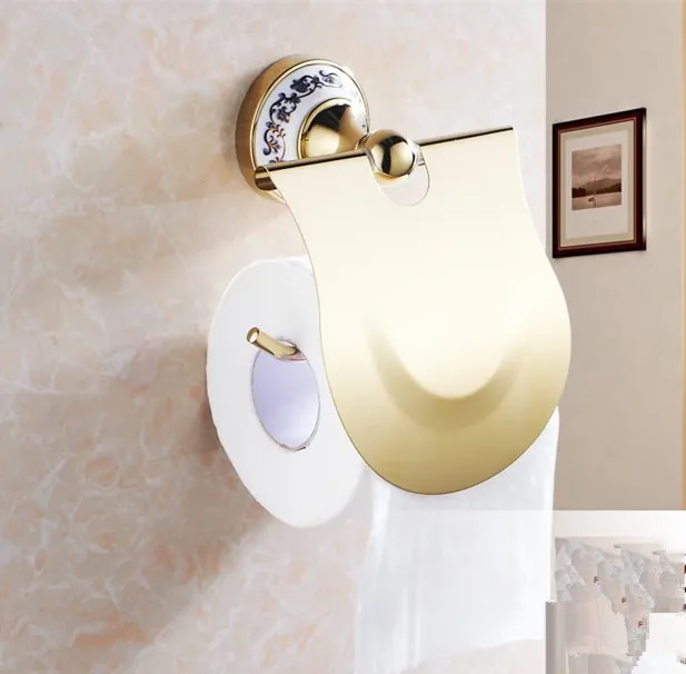 2016 аксессуары для ванной комнаты, Роскошная золотая отделка, креативный керамический держатель для рулона, держатель для туалетной бумаги, ... от AliExpress WW