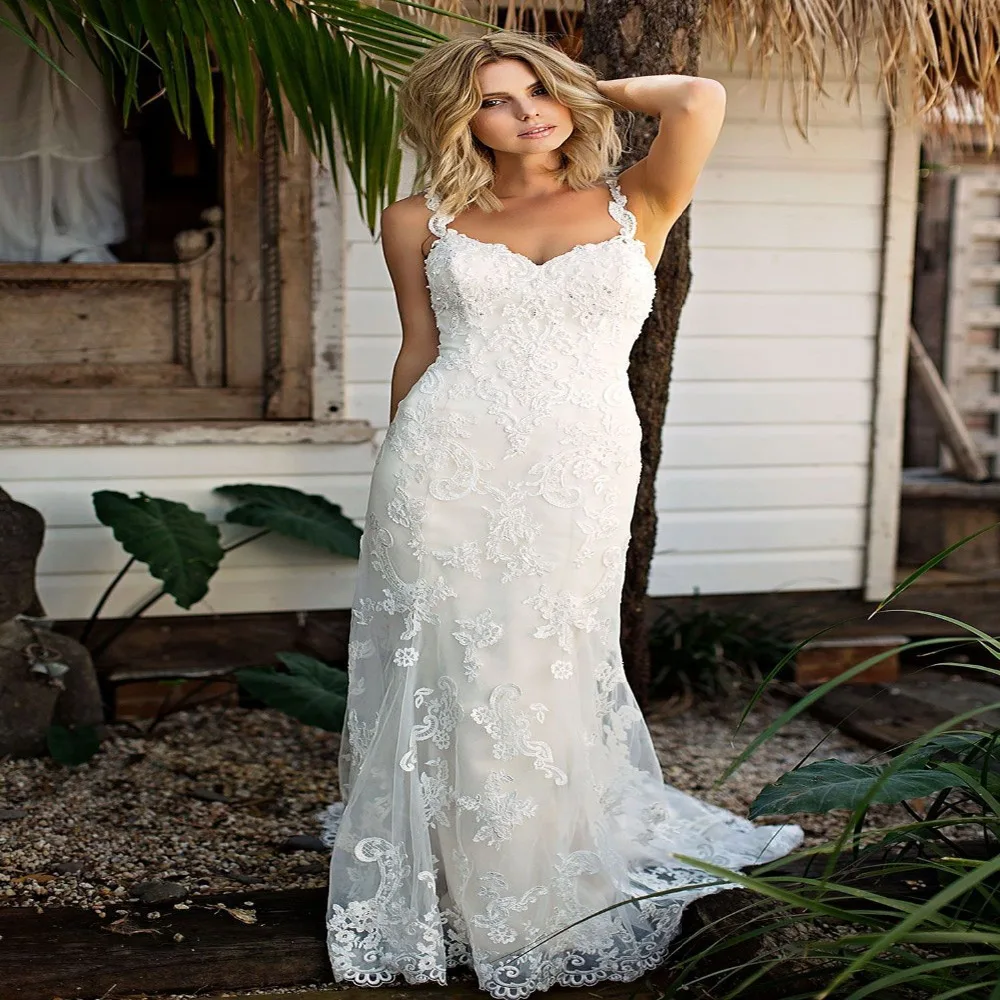 

Vintage Lace Mermaid Wedding Dress BacklessVestido de Novia Sequin Lace Sheer Bridal Gowns Robe mariee Sexy Wedding Dresses