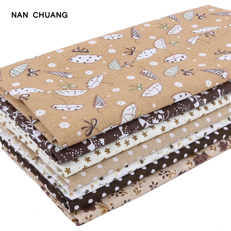Nanchuang кофе тонкая хлопковая ткань Лоскутные материалы для шитья скрапбукинга ткань для стёганого одеяла рукоделие узор 25x25 м 7 шт./лот