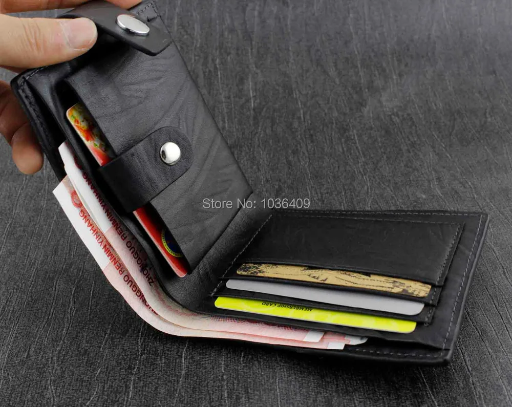 Мужской двухскладной кошелек из натуральной кожи с застежкой Байкерский высшего