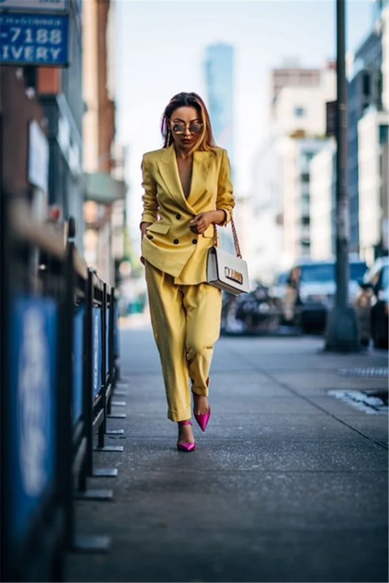 Picture Style8 2019Jacket+Pants Women Business Suit Long Sleeves Blazer Female Office Uniform Ladies Formal Trouser Suits Single Breasted Pink - Цвет: Picture Style8