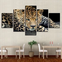 modular canvas painting wall art hd printed modern 5 panels animal leopard living room pictures home decoration poster
