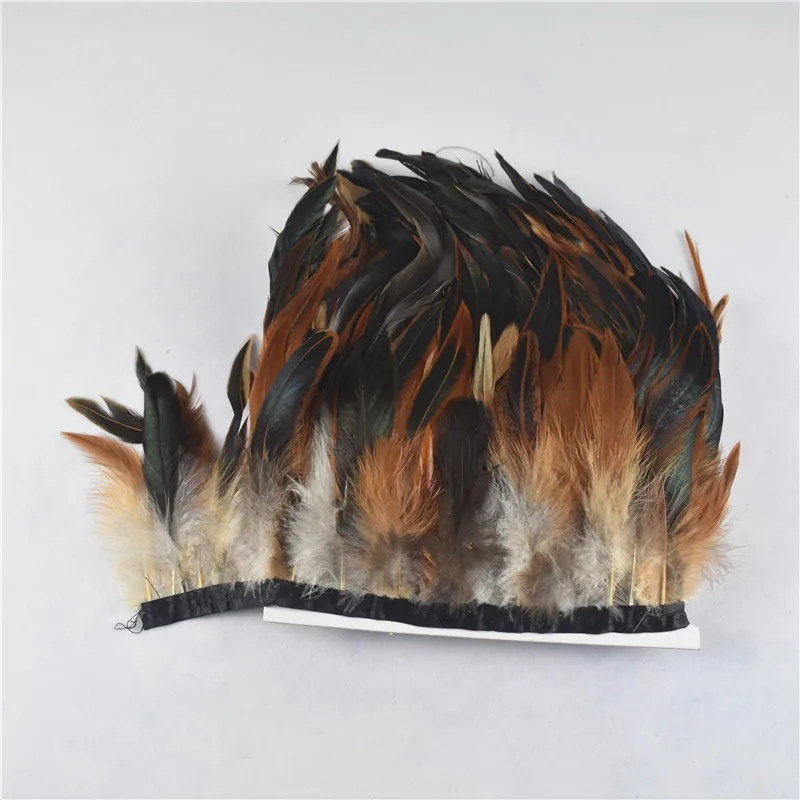 1yards long high quality Natural color Rooster Trims Feather Fringe Dyed with Satin Ribbon Tape for skirt feathers crafts | Дом и сад