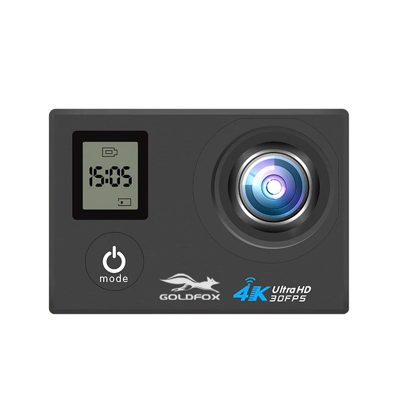 Спортивная Экшн-камера Ultra HD 4K WiFi с двойным экраном 1080 P, Спортивная камера 16 Мп, водонепроницаемая камера для подводного плавания на шлем, видео камера с дистанционным управлением - Цвет: Черный