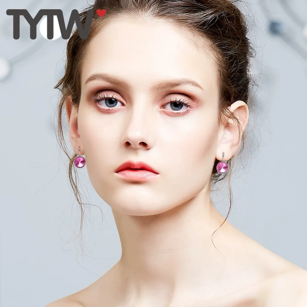 Женские круглые серьги кольца TYTW белые синие фиолетовые красные для девочек