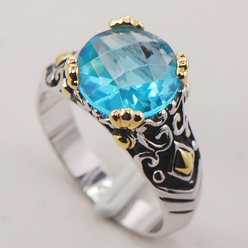 

Simulated Aquamarine Women 925 Sterling Silver Ring F684 Size 6 7 8 9 10