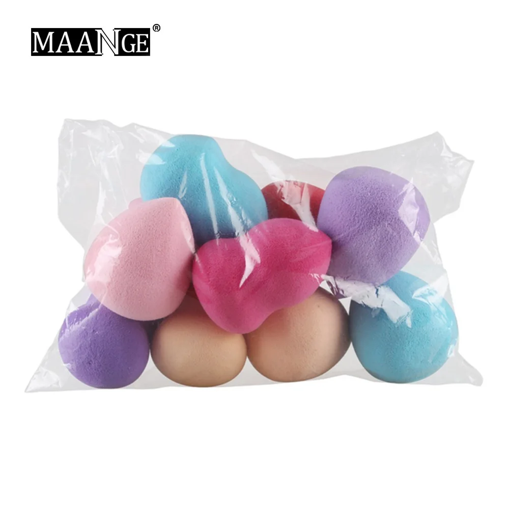 MAANGE 10Pcs/set Cosmetic Makeup Puff Foundation Sponge Powder Smooth Make Up Facial Beauty Tools Random Color |