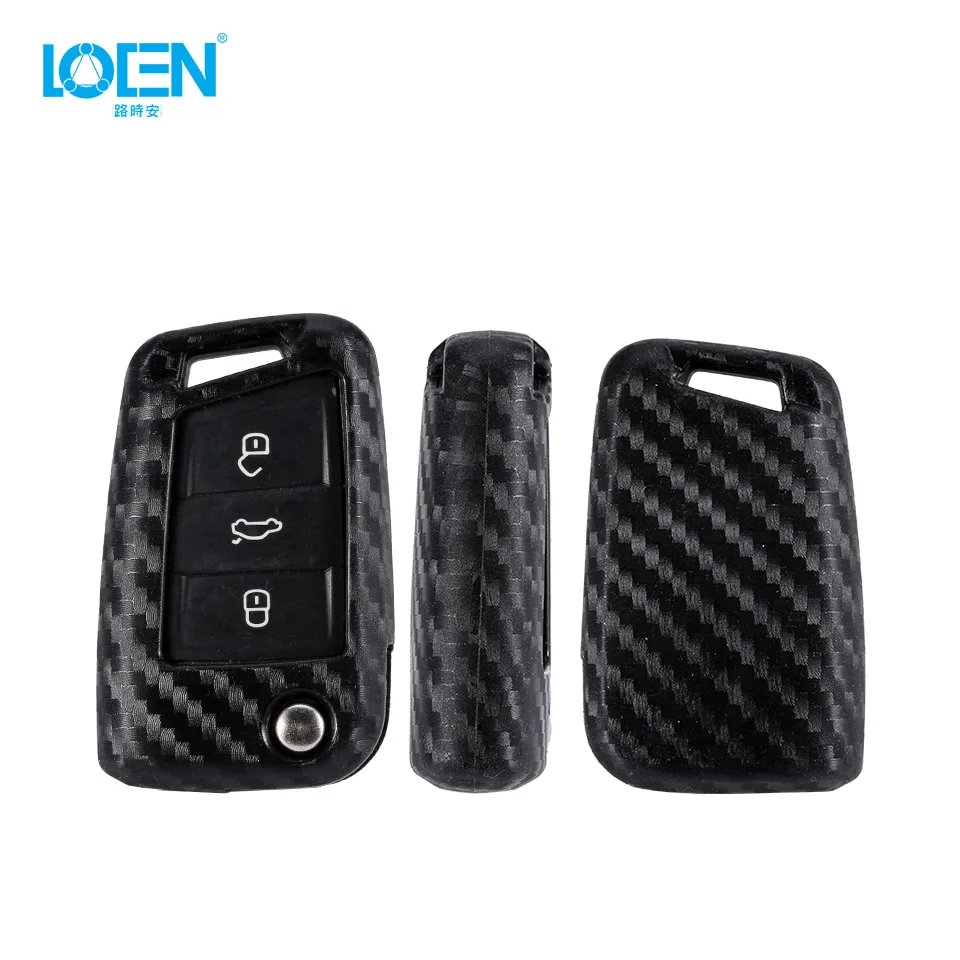 Чехол для ключей из мягкого углеродного волокна 5D с 3 кнопками VW Golf 7 GTI MK7 Octavi A7 Seat